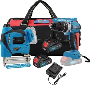 JOVANT 20V 2-in-1 Professional Cordless Combo Kit: 1/2" Drill Driver Set & Nail Gun with Battery & Charger – for Drilling, Driving, Fastening in Woodworking, Home Renovation, and Assembly Tasks