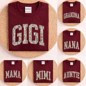 Personalized Grandma T-tshirt, Mothers Day Gift, Custom Grammy T-tshirt, Maroon, Nana T-tshirt, Mama Gammy Mimi Meme Nanny Granny Shirt