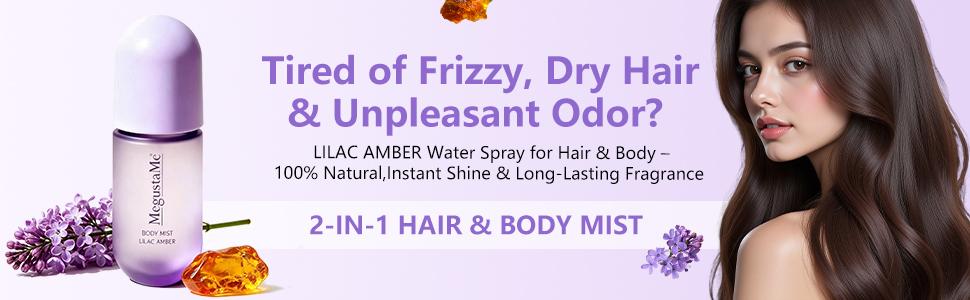 MegustaMe Coconut & Vanilla + Lilac Amber Hair & Body Mist Duo - 2-in-1 Spray for Hair & Skin - 100% Natural Extracts - No Buildup, Non-Greasy - Travel-Friendly - Refreshes & Hydrates Between Washes