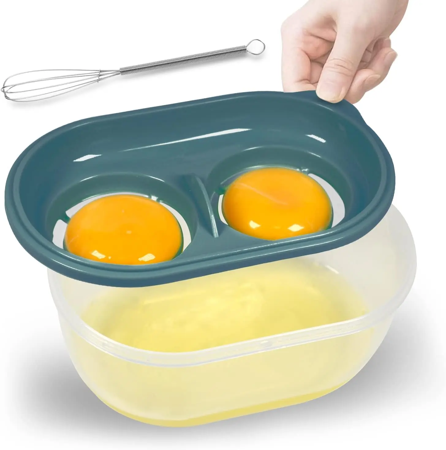 Egg White Separator with Built-in Filter & Hand Egg Mixer - Food-Grade Plastic, Compact, Easy-to-Clean Kitchen Utensil with Storage Box for Quick Separation, Baking Cakes and Desserts, Everyday Kitchen Meal Preparation