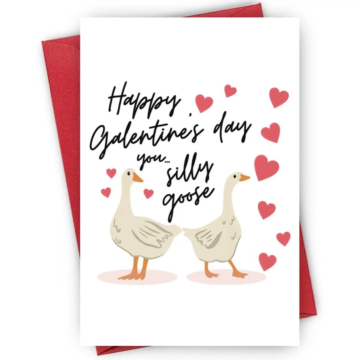 1PC Funny Galentine's Card with Geese and "Happy Galentines Day, Silly Goose" Design, For Female Friends on Valentine's, Galentines Day Card