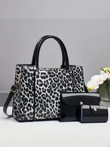 3 Piece Leopard Print Retro Crossbody Handbag Set, Large Capacity Multifunctional Bag, Fashionable Trendy Ladies' Shoulder & Crossbody Bag