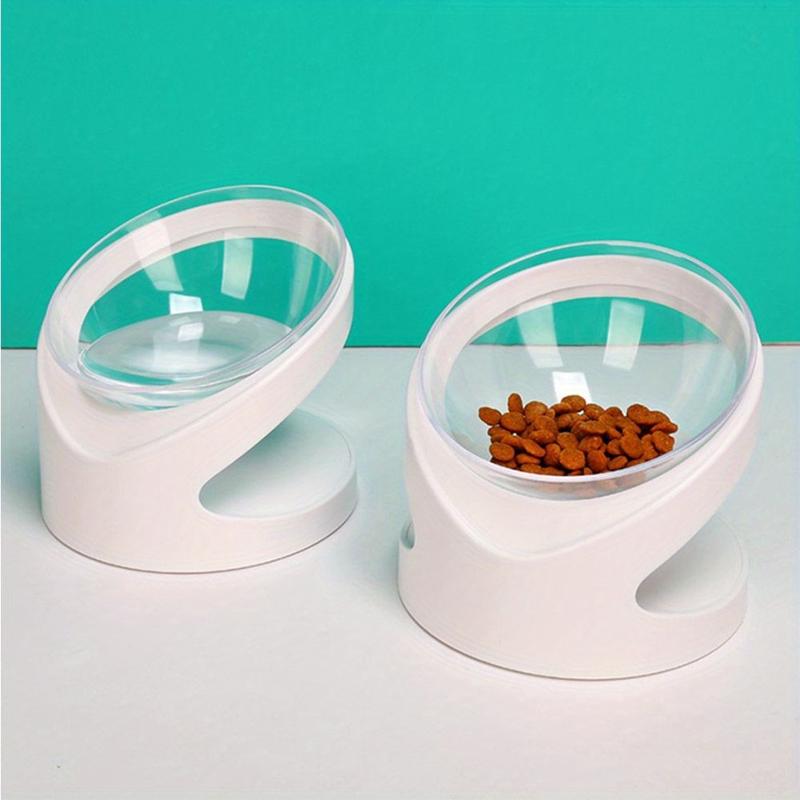 Ergonomic 15-Degree Tilt  , Suitable for Cats and Small Dogs - Neck Comfort Enhancing Stand, Anti-Vomiting Design, Smooth Curved Plastic  for Food and Water, White, Anti-Vomiting   | Fashion   | Stable   pet wate bowl