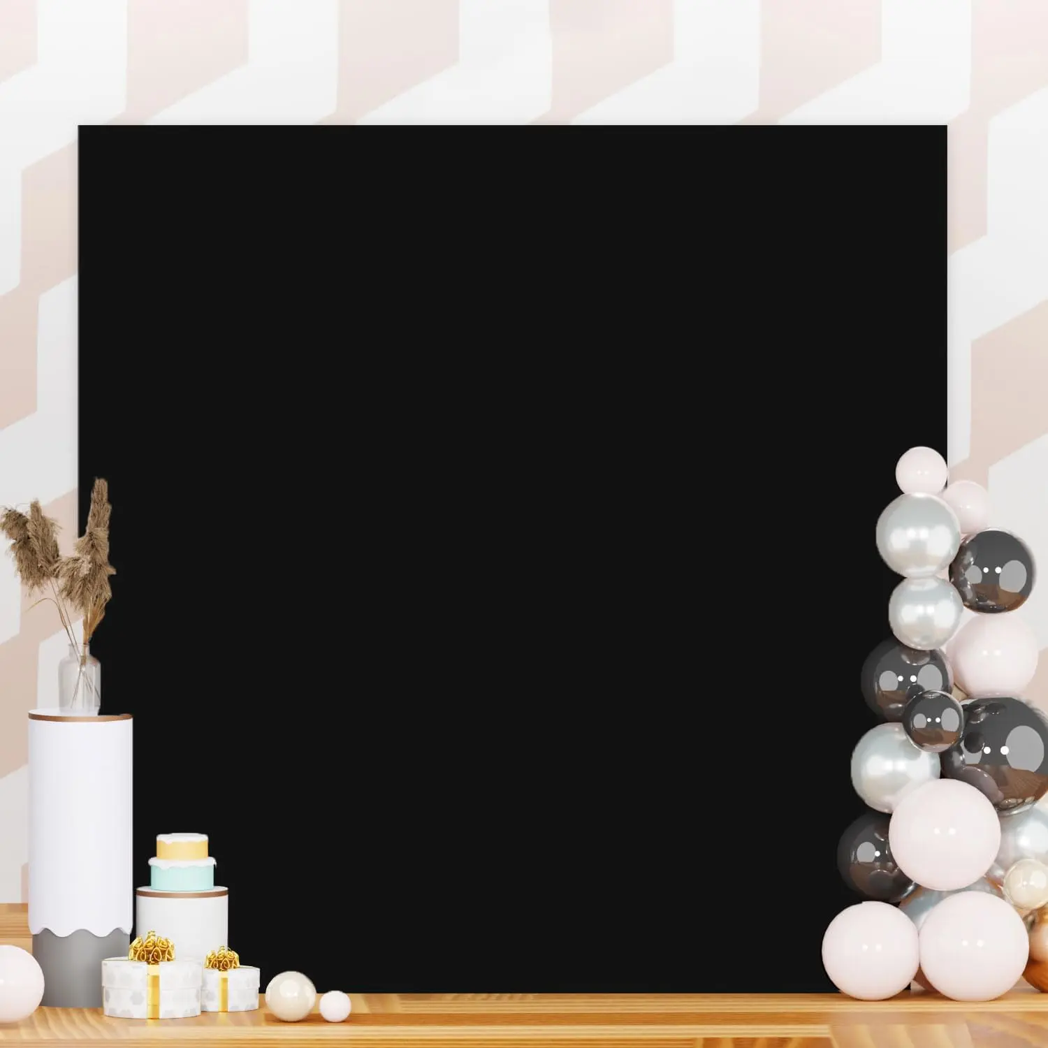 Stretchable Double-Sided Spandex Square Arch Stand Cover Pack, 6.6x6.6FT Black for Square Frame Arbor, Easy-Install Machine-Washable All-Seasons Party Backdrop for Wedding, Anniversary, Baby Shower Ceremony