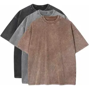 TEE FAB 3 Pcs Oversized T-Shirts 320GHeavy Cotton Washed Summer Vintage Tee Loose Fit Short Sleeve Casual Shirts for Men Women