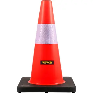 VEVOR Safety Cones, 18 in/45 cm Height, 5 PCS PVC Orange Traffic Cone with Reflective Collar and Black Weighted Base, Used for Traffic Control, Driveway Road Parking and School Improvement