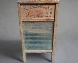 Vintage National Washboard No. 510 Atlantic #510 Glass Ribbed Washboard 24" Tall