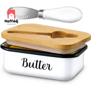Butter Dish with Lid and Butter Curler Knife for Countertop - Unbreakable Metal Keeper Container with High-Quality Double Silicone Sealing, for Kitchen Farmhouse Decor No Brand