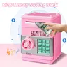 Pink/black  Piggy Bank for Kids with Password Code Lock and Auto Grab Bill Slot, Real Money Cash Coin Can Saving Box Electronic Money Safe Bank, Hot Gift for 4 7 8 9 10 11 Year Old Boys Girls，money saving binder，money saving binder