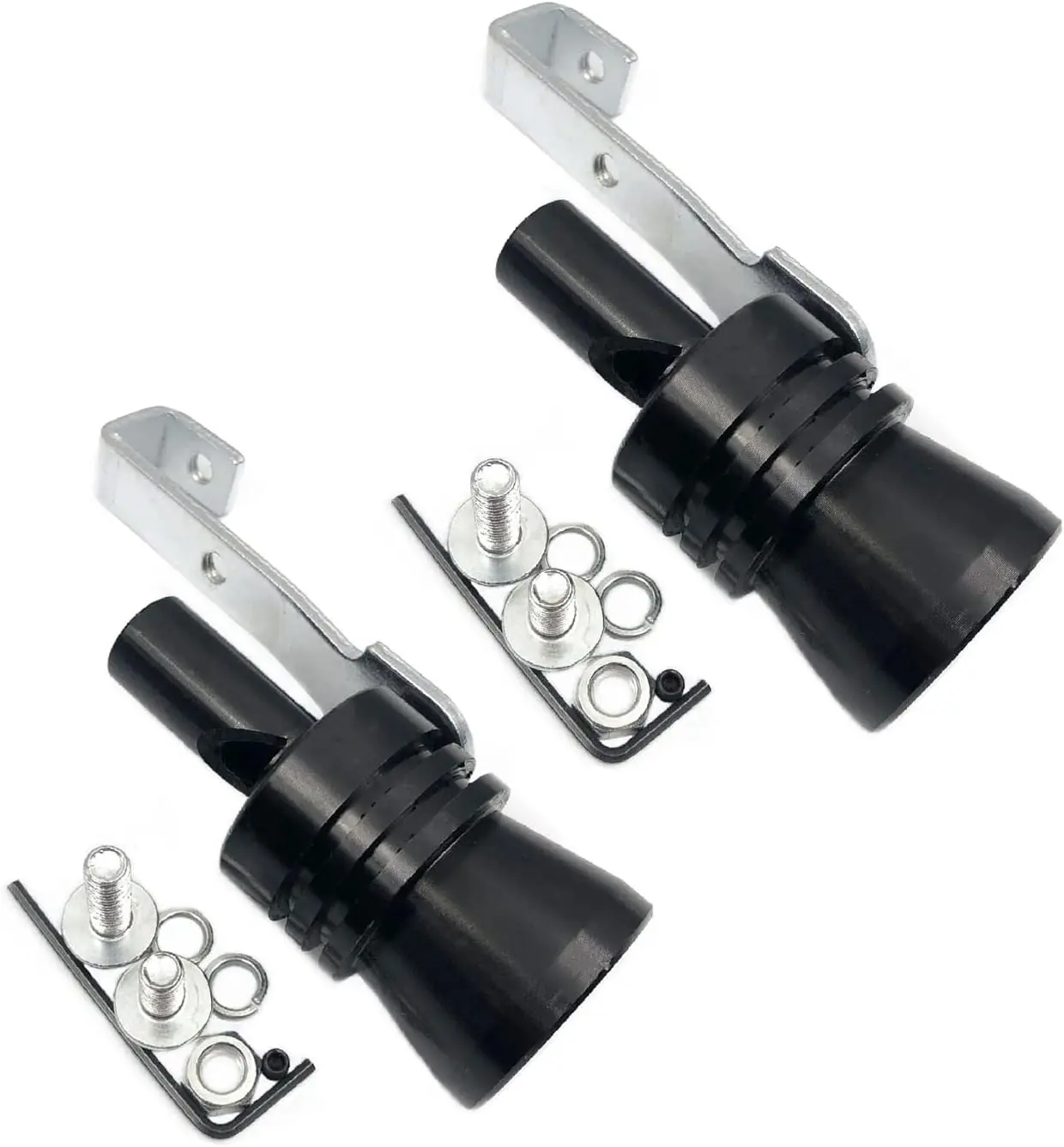 Automotive XL-Black Turbo Whistle Muffler (2-Pack), 120x65mm Aluminum Alloy Universal Car Rear Exhaust Roar Maker, Easy Installation, Portable, Durable