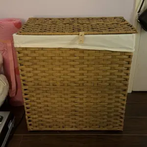 90L/110L Woven Rattan Laundry Hamper with Adjustable Lid, Dirty Clothes Busket, Foldable, Steel Frame, Machine Washable for Home, Bathroom, Bedroom