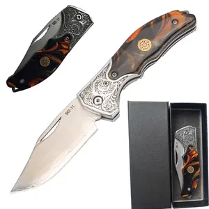 Folding Pocket Knife for EDC, Small Mini Praxis Knife for Men Women,Damascus Blade Resin Handle, Sharp Camping Hiking Knives