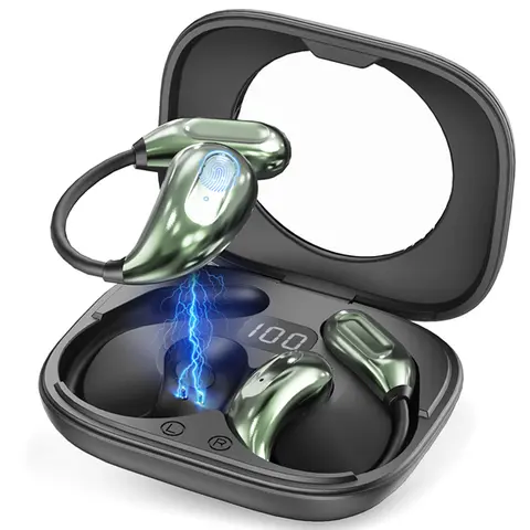 Oval Wireless Open Ear Waterproof Sweatproof Bluetooth Headphones - ANC, ENC Noise Cutoff, HiFi Spatial Sound, 35H Playtime, Cable Management, 1-2h Charging, Gaming Headset for Sports, Travel