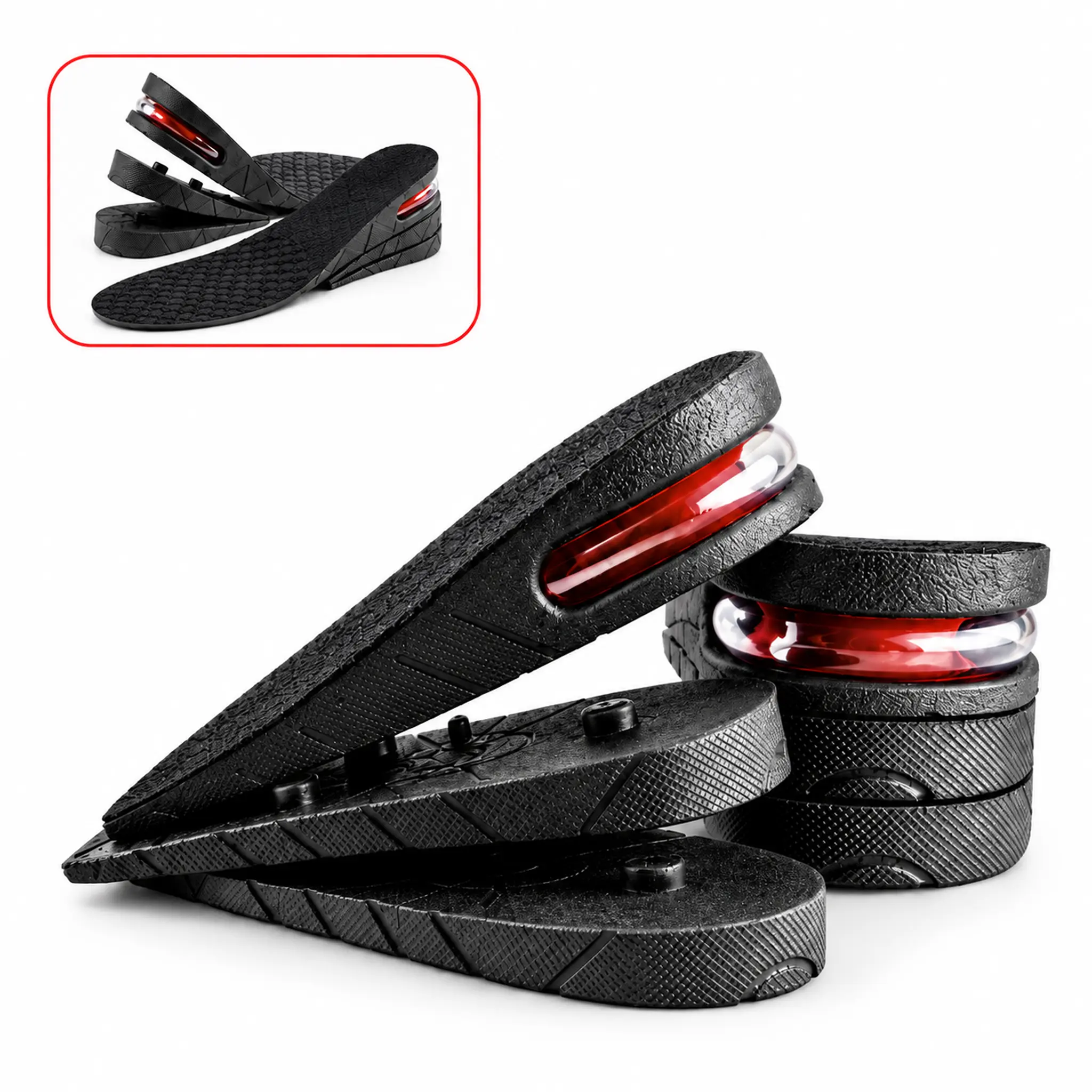 Height Increase Insole / 3-Layer Air Cushion Heel Insert / Lift Shoe Insoles for Men & Women / Invisible Adjustable Elevator Insoles / Trim-to-Fit Shoe Inserts / Party Gift Insoles / Camping Essentials / Half Pad 2.4 Inch