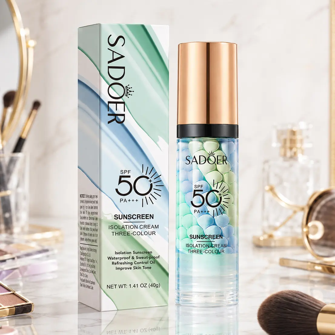 3 in 1 Color Correcting Serum, SPF Primer for Face Before Makeup, Sunscreen One Step Makeup Primer,SPF 50 PA+++ Isolation Cream,Color Correcting Facial Serum Oil Control & Moisturizing