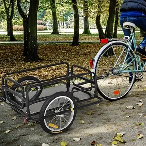 16 inch pneumatic wheel bike cargo trailer foldable space saving frame universal connection stable riding high load bearing for family travel camping equipment carrying
