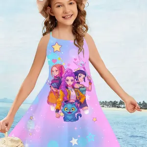 Kpop Demon Hunters Dream Girl Group Girls' Strapless Dress, Gradient Starlight 3D Print, Birthday Back-To-School Style, Graphic Print Dress