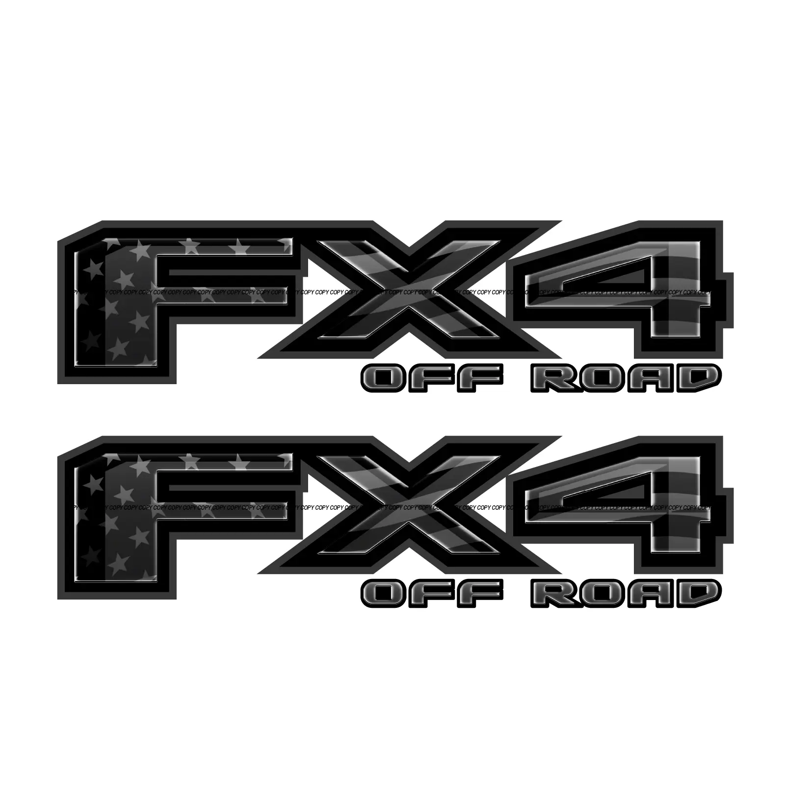 FX4 Off Road Metal Decal Replacement Sticker / USA FLAG B&W