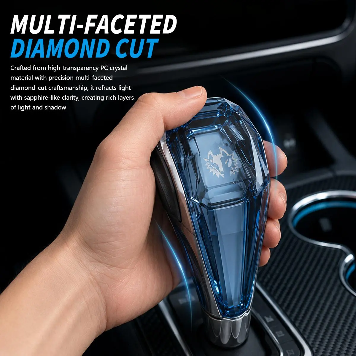 LED Crystal Gear Shift Knob, Touch-Activated 7-Color RGB Light-Up Shifter Handle, Diamond-Cut Car Interior Accessory for Automatic Vehicles