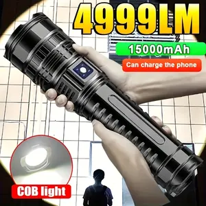 High Lumen LED Flashlight, Rechargeable Handheld Tactical Light, Battery, Durable Lithium Battery, Multi-Component Flashlight with COB Light, Ideal for Outdoor And Emergency Use, Camping Light survival supply