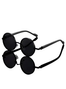 Unisex Fashion Retro Round Punk Sunglasses, Uv400 Protection Metal Frame, Ideal for Daily Wear, All Seasons Style