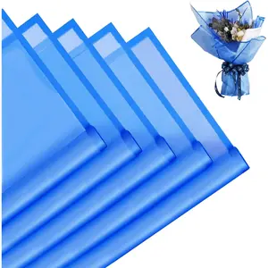 20 Sheets Flower Wrapping Paper,  Floral Bouquet Fresh Flower Wrapping Paper with Border Florist Supplies  Packaging Material (Blue)