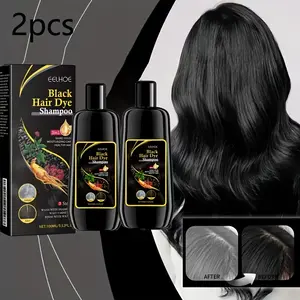 Hair Dye Shampoo Set, Herbal Hair Dye, Natural Plant Pigments, Safe for Scalp, Quick Coverage, Refreshing No Side Effects, 2 Pieces, Hair Color Kit