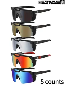5 Counts Heatwave Style Large Frame Cycling Sunglasses, Polarized Uv400 Sports Goggles, Lightweight Windproof Outdoor Eyewear for MTB Road Bike Running
