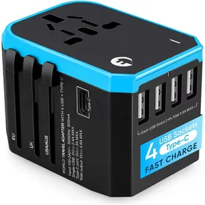 Universal Travel Adapter for  and International Travel from , Type C EU/Type G UK/Type I AU/Type A , 1 AC Outlet, 1 USB-C and 4 USB-A Ports,  Travel Plug Adapter