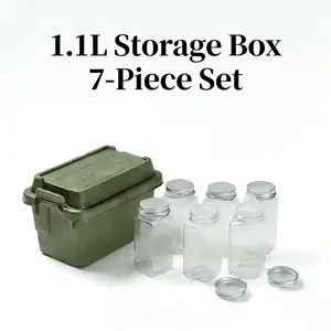 7-Piece Set 1.1L Outdoor Desktop Mini Storage Box, Spice Bottle Storage Box, Camping BBQ Tool Organizer, Miscellaneous Storage Box