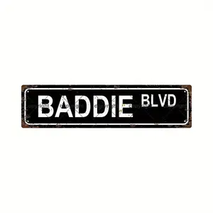16x4 Inch Art Deco Aluminum Metal Tin Sign - Bad Girl Avenue Rustic Street Sign, Vintage Wall Decor for Home, Bar, Kitchen, Cafe, Garage - Durable Multi-Purpose Holiday & Everyday Decoration, Cafe Signage| Vintage Street Sign| Stylish Wall Hanging