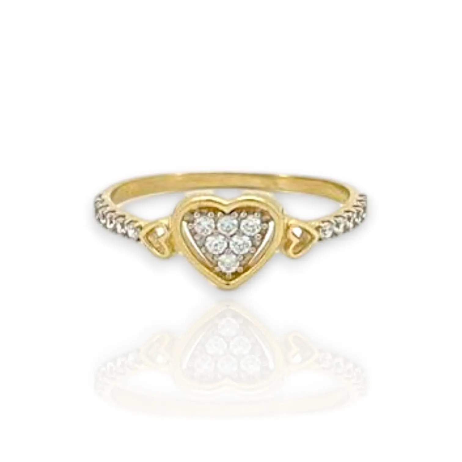 Heart CZ Ring - 10K Yellow Gold