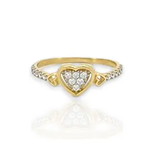Heart CZ Ring - 10K Yellow Gold