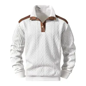 Must-Have Men's Textured Spliced Top Showcasing Intricate Braided Cable Detailing and a Versatile Collar Silhouette