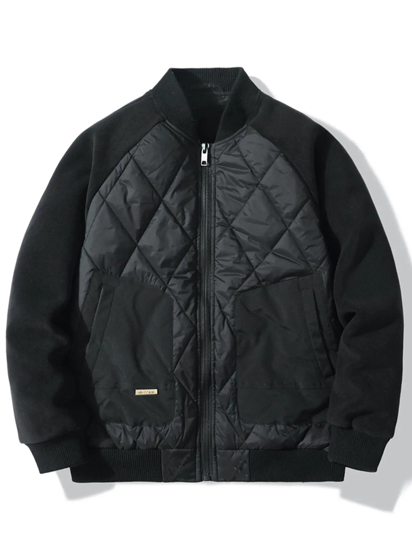 Men's Regular Fit Patched Pocket Zipper Jacket, Casual Comfy Raglan Sleeve Outerwear for Fall & Winter, Men's Clothes for Daily Wear