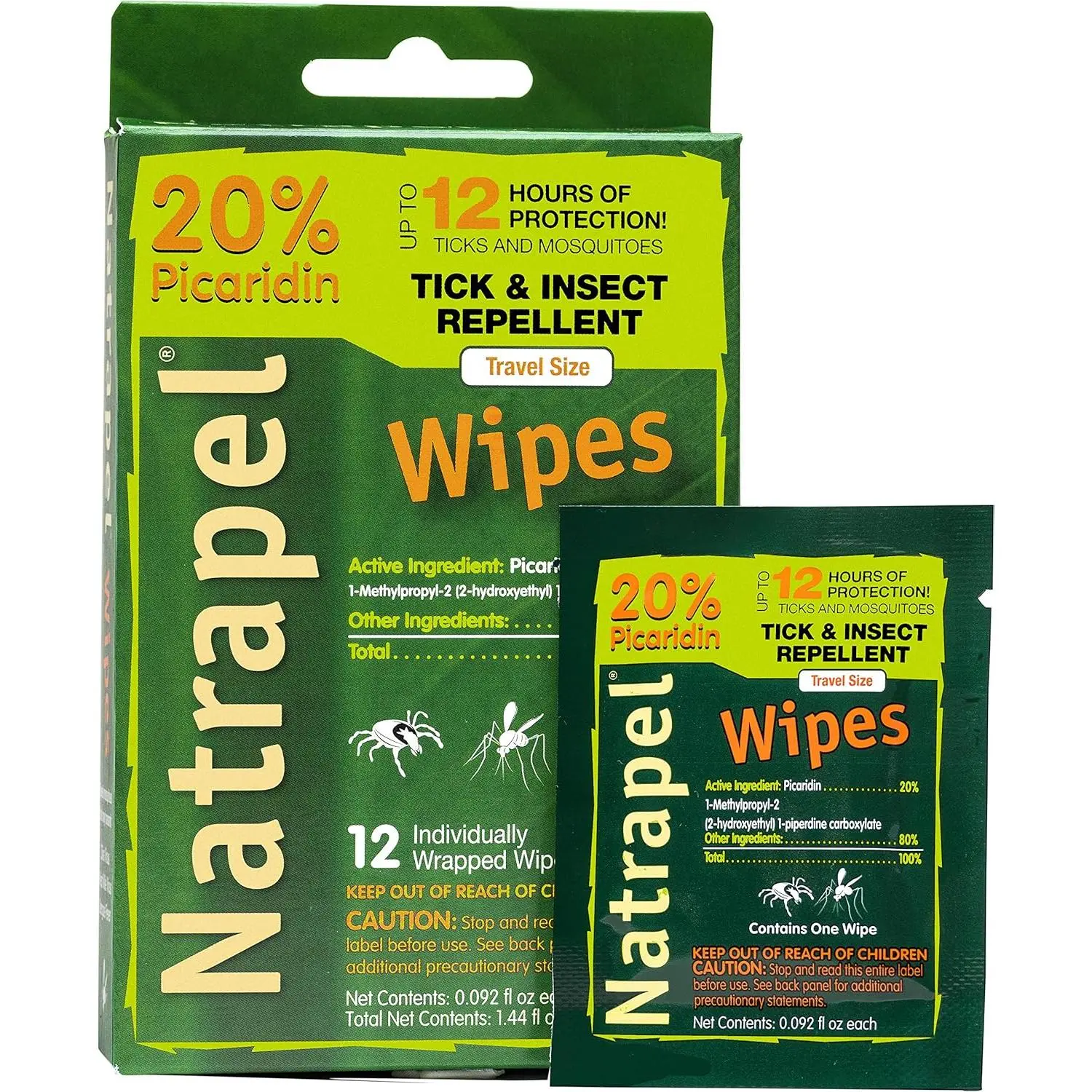 Natrapel Picaridin Insect Repellent Wipes – 12 Hour Bug Repellent Travel Wipes Repel Mosquitoes, Ticks & More