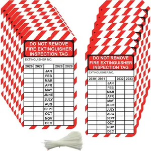 25 Pcs Fire Extinguisher Tags with Adjustable Wire Ties Monthly Inspection Record Tag - 3.25 x 5.75 Inch 2026-2033 Fire Extinguisher Tags 8-Year Maintenance Inspection Record Tag for Indoor Outdoor