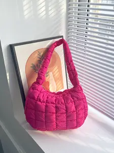 1pc Women's Shoulder Bag Solid Color Quilted Crossbody Bag Zipper Closure Fashionable Versatile Casual Simple Exquisite Practical Suitable for Daily Commuting, Gathering, Shopping Women's Shoulder Bag Puffy Shoulder Bag