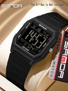 Sanda Square Multifunctional Digital Watch, Waterproof Shockproof Luminous Sports Watch, Stopwatch Alarm Hourly Chime, Perfect Gift for Students
