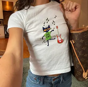 Pete the Cat Cool Cat Baby Tee | Y2K Baby Tee, 90s Baby Tee, Graphic Shirt Crop, Coquette, Vintage Design