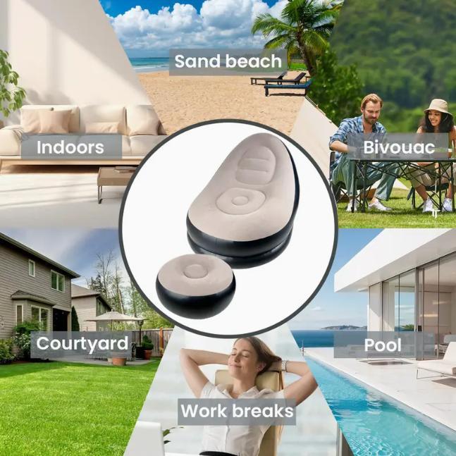 Inflatable Lounge Chair with Footrest Ergonomic Portable Sofa for Indoor & Outdoor Use Folding Couch for Living Room Gaming Office Balcony Travel Camping