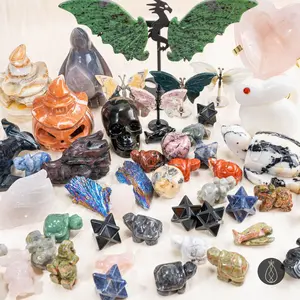 Gift Minimalist Choose Your Crystal Set |     1 Exquisite Natural Crystal Carving |     Contains A Variety Of Carved Pieces Including Angels, Turtles, Elephants, Apples, Owls, Etc |     Suitable For Crystal Collection |  home decor item durable
