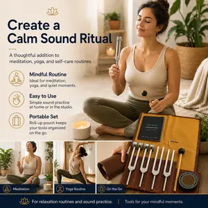 Resonance Sound Healing Tuning Fork Set - 4 Frequencies (128Hz, 136.1Hz, 256Hz, 384Hz) with Hammer & Activator, for Chakra Yoga Meditation, Tuning Fork Exercises, Valentine's Day Gift Item