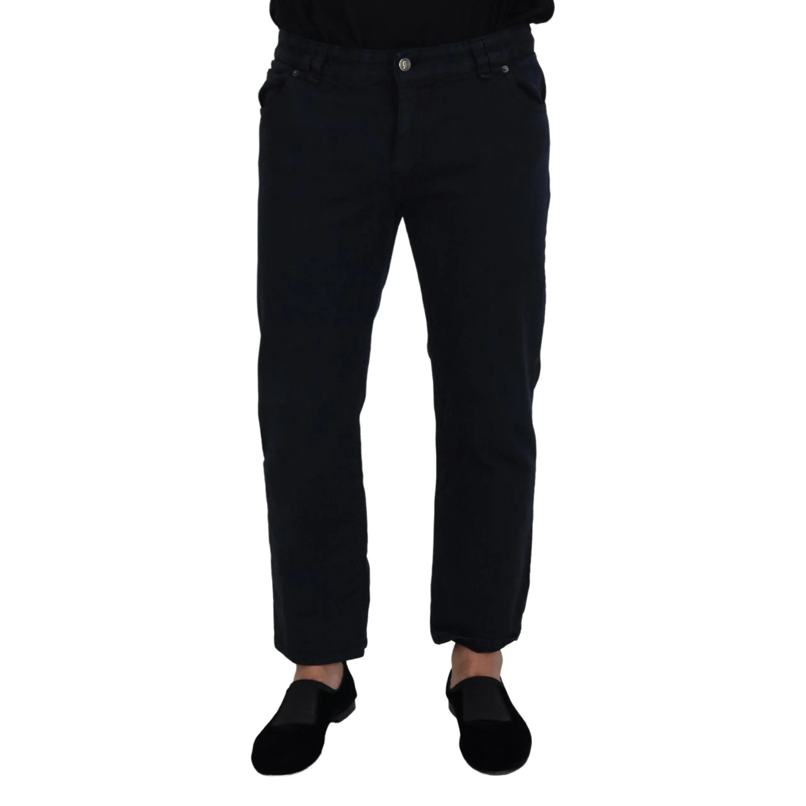 John Galliano Black Cotton Back Buckle Casual Denim Jeans