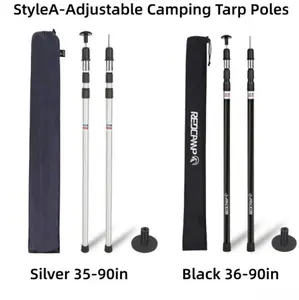Aluminum Adjustable Camping Tarp Poles, Telescoping Lightweight Tent Poles for Shelter, Awning, Hammock Rain Fly