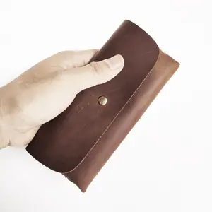 Retro Crazy Horse Pickup Bag Wallet Simple Leather Phone Bag Glasses Bag