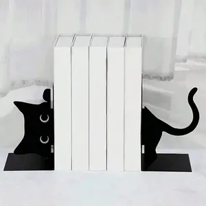 Metal Cat Book Stand Display Rack, Desktop Bookshelf Decor, Creative Cat Design Ornament, Round Edge Book Holder, Office Library Decoration, Gift for Book Lovers