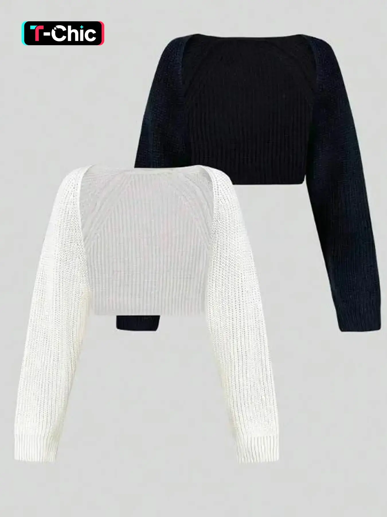 Women's Textured Raglan Sleeve Shrug Set, Casual Fitted Long Sleeve Knitwear for Spring & Fall, Ladies Knit Clothes, Womenswear, Ideal for Daily Wear