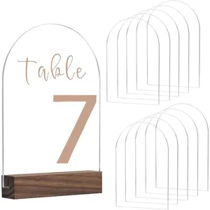 5x7 Inch Clear Arch Acrylic Sign Blank 10 Pack, 1/8" Thick Acrylic Blanks, DIY Wedding Table Numbers, Perfect for Arched Modern Wedding Signs Events Parties, Wood Base NOT Included