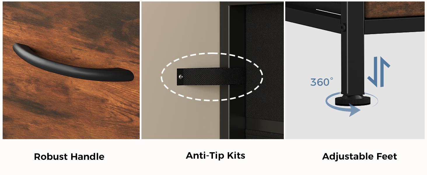 9 Drawer TV Stand Dresser， With Fabric Storage Bins, Holds Up To 70 Inch TV And 63 Inch Wide Wood Top, Sturdy Metal Frame With Anti Tip Safety, Ideal For Living Room Bedroom And Closet Organization